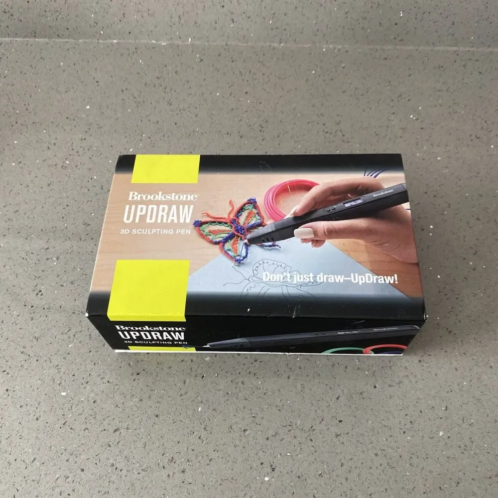 Brookstone Updraw 3D Sculpting Pen w/Filament Pack Draw Drawing Craft Art Open
